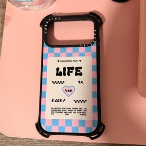 Casetify pink and blue checkered iPhone 17 pro max MagSafe bounce case